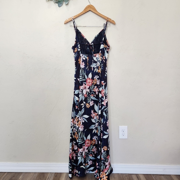 Vici Capriccio Satin Floral Ruffle Maxi Dress - Picture 2 of 11